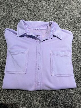 aerie Lavender Button-Up Pocket Shirt